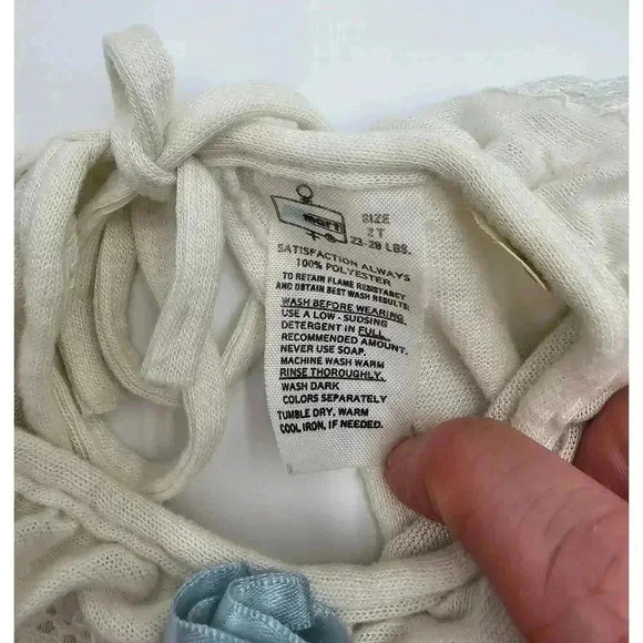 Vtg Baby Girl Blue Lot 0-2 yr One Piece Sleepers & Dress with Checkered Bonnet - Picture 10 of 16